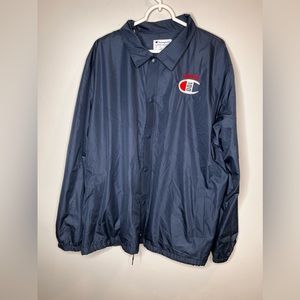 Champion Coaches Jacket Wind Breaker Men’s Size 2XL Snap Button Dark Blue